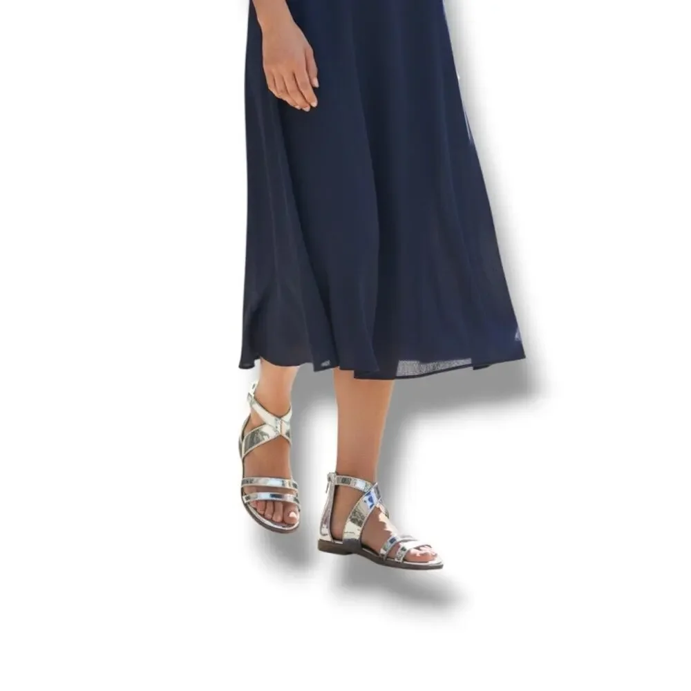 Eileen Fisher Cici silver mirrored strappy sandal